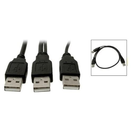 HWEXPRESS Hot Hot Sale 48cm Black USB 2.0 AM Male to 2 AM Male Extension Splitter Wire Line