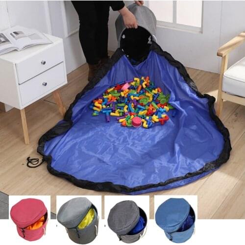 Play Mat and Clean-up Storage Bag 2 in 1 Container Multifunctional Quick Toys Organizer Waterproof Kids Room Outdoor Bucket Bin