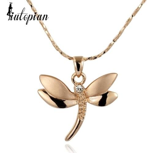 Iutopian dragonfly Pendant Necklace Colar Pingente Made With Austrian Crystal Stellux Top Quality Jewelry #RG73843