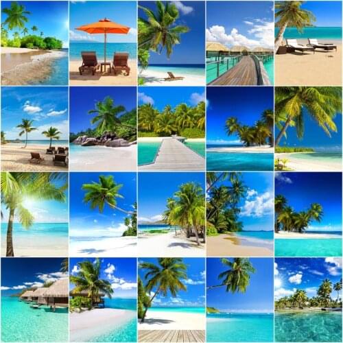 GATYZTORY Painting By Number Coastal Beach Scenery Drawing On Canvas DIY Pictures By Numbers Kits HandPainted Art Gift Home Dec