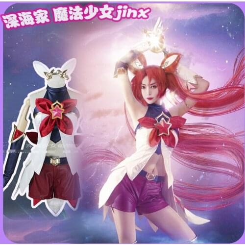 Anime LOL Jinx Magical Girl Star Guardians Lolita Uniform Game Suit Party Dress Women Cosplay Costume Halloween FreeShipping New