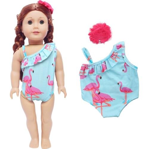 American 18 Inch Girl Doll Clothes Animals Summer Beach Wear Swimsuit Jumpsuit Bikinis + Hairpin Accessories for 43cm Baby Doll