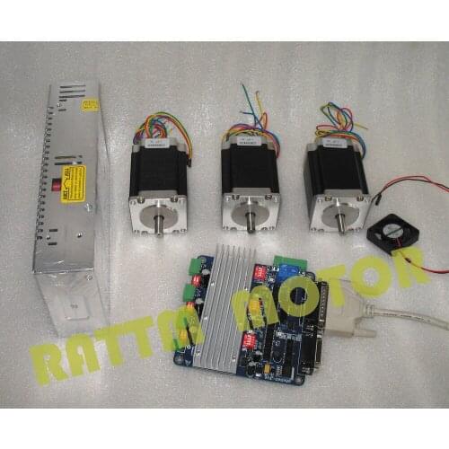 Hot Recommend! Nema 23Stepper Motor 308oz-in/3.0A CNC stepper kit +3 Axis (High speed Optocoupler) Board CNC Kit
