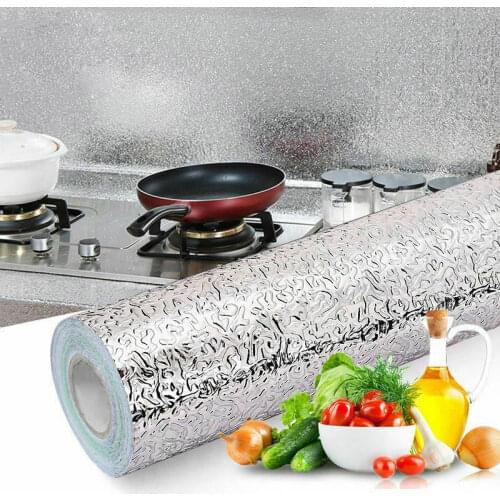 40x200/300cm Kitchen Oil-proof Waterproof Stickers Aluminum Foil Kitchen Stove Cabinet Self Adhesive Wall Sticker DIY Wallpaper