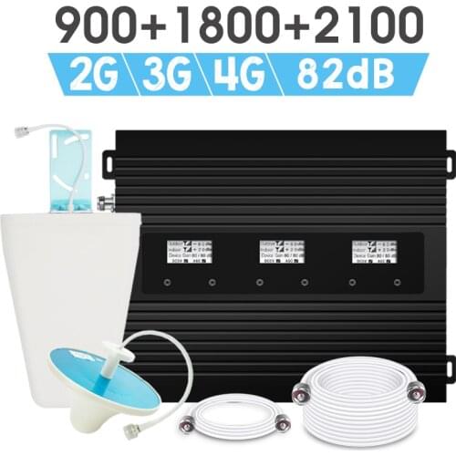 Power 2G 3G 4G Signal Repeater GSM 900 DCS 1800 WCDMA 2100 MHz Mobile Signal Booster GSM1800 UMTS 82dB Gain LCD AGC Amplifier