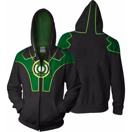 Phantasy Mens Hooded Jacket 3D Print Cosplay Green Lantern Clothes Casual Hoodies Coat Anime Cartoon Clothing for Male