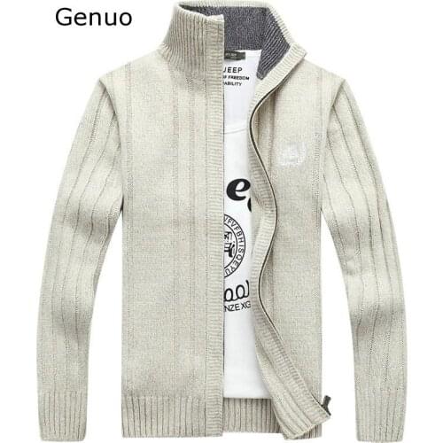 2020 New Style Mens Cardigans Sweaters Stand Collar Leisure Men Zipper Sweater Autumn Winter Solid Color Warm Knitwear Sweater