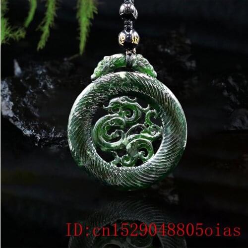 Jade Phoenix Pendant Necklace Charm Natural Chinese Amulet Fashion Black Green Gifts Jewellery Carved
