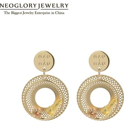 Neoglory Jewelry Dropshipping Circle Earrings For Women Two Tone Plated Yellow Fancy Zircon Ear Accessories 2020 New Hot Gift