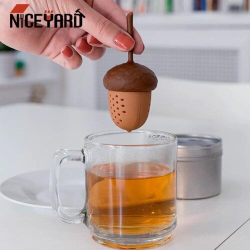 NICEYARD Random Silicone Tea Bag Strainer Tea Infuser Gadgets Spice Diffuser Acorn Shape Kitchen Accessories