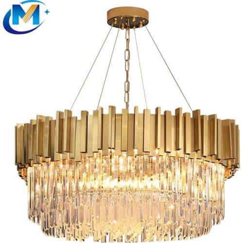 2020 New Decorative Modern Golden Pendant Lamp Hotel Indoor Crystal Glass Led Chandelier Ceiling Lights