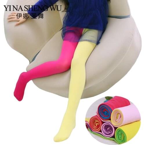 New Spring and Autumn Girl Color Baby Velvet Ballet Tights Childrens Two-color Stitching Leggings AB Socks Kids Dance Pantyhose