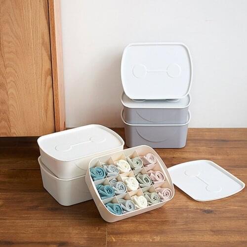 New Stackable Multicell Underwear Storage Box Multifunction Storage Box With Cover Durable Tie Socks Bra Storage Box For Bedroom