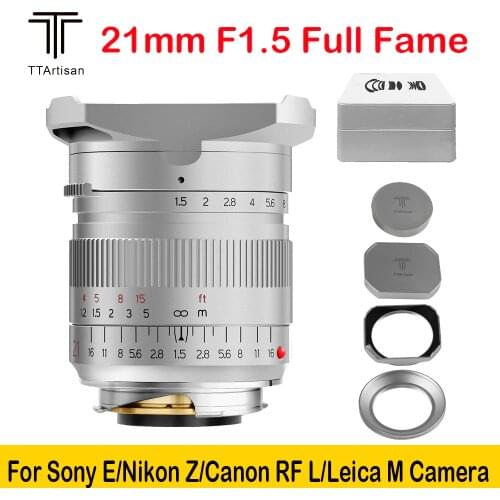 Original TTArtisan 21mm F1.5 Full Fame Camera Lens for Leica M Mount Cameras Like Leica M-M240 M3 M6 M7 M8 M9 M9p M10 Silver