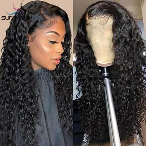 Curly Lace Front 150% Human Hair Wigs Pre Plucked Remy Hair With Baby Hair