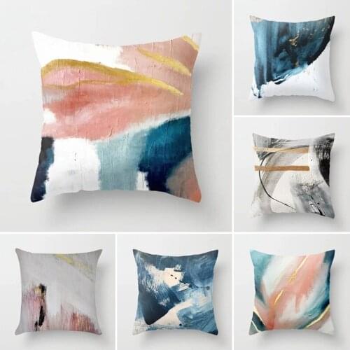 Printed Cushion Cover Watercolor Ink Pillow Case Simplicity Sofa Throw Pillow Covers Oil Painting Pillow Slip Bedroom Decor