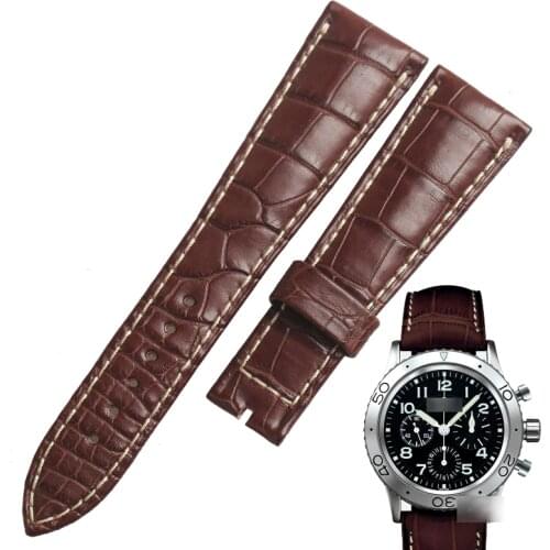 WENTULA watchbands for Breguet-TYPE XX 3817 3800 alligator skin /crocodile grain Leather leather strap watch band