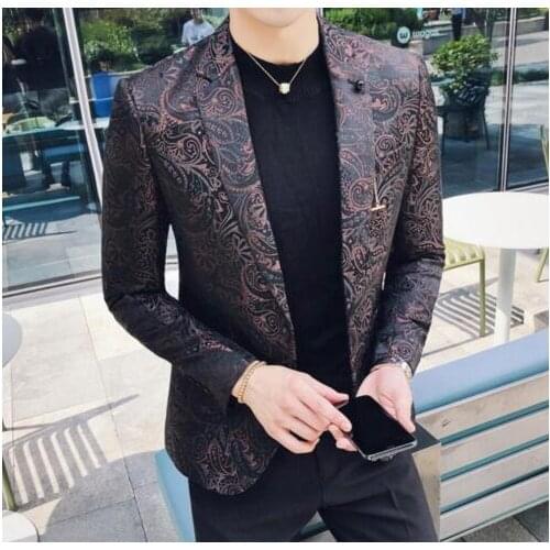 Luxury Royal Palace Jacquard Blazer Masculino Hight Qulaity Blazer Hombre Casual Paisley Print Suit Jacket Wedding Prom Blazer