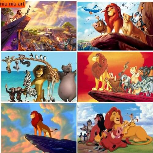 Christmas Cartoon Movie Lion King Simba DIY 5D Diamond Mosaic Diamond Painting Cross Stitch Kits Home Decoration Disney