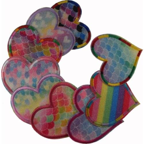 Lovely multicolor heart Iron On Embroidered Patches For sewing clothing jean hat backpacks DIY Accessories 6.5cm