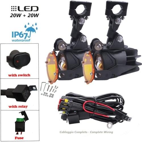 Universal Motorcycle LED Fog Lihgts 40W 6000K Driving Lamps Spotlights with Relay for R1200GS K1600 F800GS F700GS F650GS