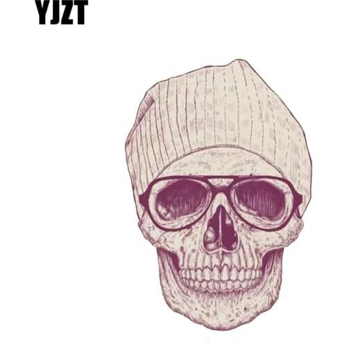 YJZT 7.7CM*11CM Fashion Trend Skull Head Car Sticker Motorcycle Bike Helmet PVC Decal 6-2478