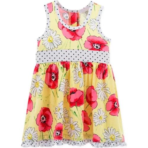 Kavkas Baby Girls Skirt Flower Printed Bamboo Clothes Sleeveless Summer Girl Clothes 1-4 years Newborn Babies Clothing
