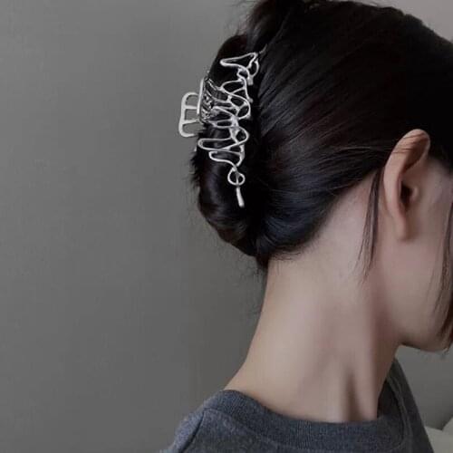 Retro Irregular Metal Women Hair Claws Hair Clip For Women Girls Hair Clip Crab Girls Hair Accessories Headwear Silver Hairpins