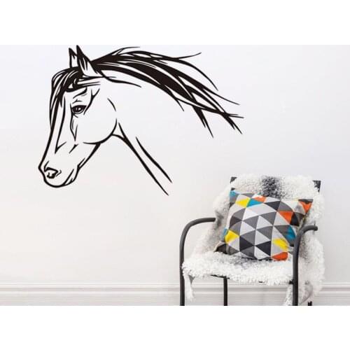 Wonderful Mustang Wall Sticker Horse Head Decal For Boys Bedroom Vinyl Outline Pony Wall Decal Art Mural DIY Home Muraux SYY107