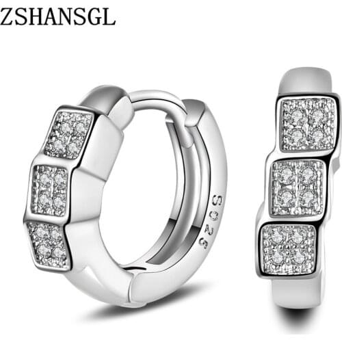 Silver Color Stud Earrings boucle oreille AAA zircon Design Earrings For Women Jewelry brincos pendientes