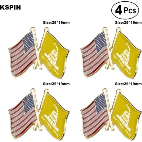 U.S.A & Gadsden Friendship Flag Pin Lapel Pin Badge Brooch Icons 4pcs