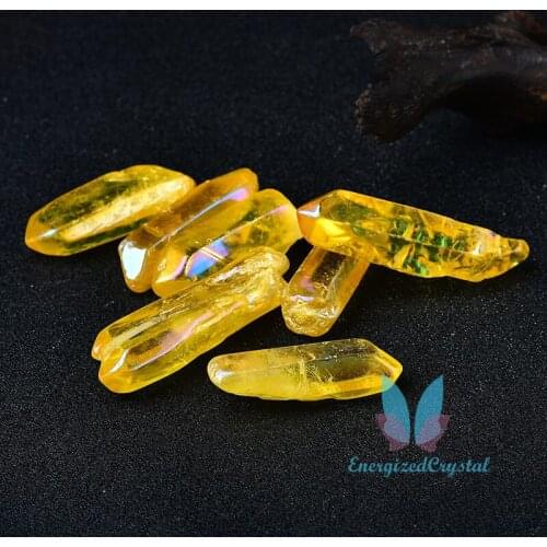 0.44lb Electroplated Yellow Crytsal Tower Reiki Healing Meditation Chakra Points