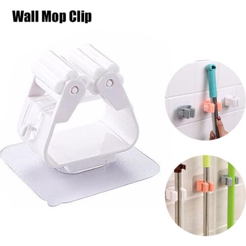 1pc Mop Clip Wall Mounted Storage Mop Organizer Holder Hanger Storage Rack Clip Seamless Mop Hook Home Mounted Hanging Racks