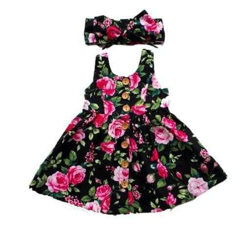 2019 Autumn Long Sleeve Girls Dress Baby Girl Clothes Button Floral Dress Wedding Pageant Formal Dresses Sundress Clothing