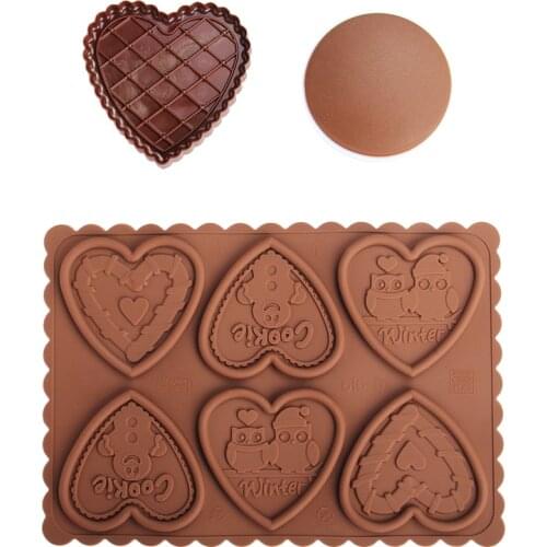 4set/lot) Free Shipping Love Heart Pattern Silicone Cookie Embosser Mold set