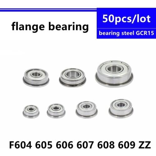 50pcs/lot F604ZZ F605ZZ F606ZZ F607ZZ F608ZZ F608-2RS F609ZZ flange thin wall deep groove ball bearing