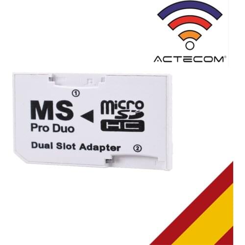 ACTECOM Adaptador SDHC a MS Pro Duo Dual Slot (compatible con PSP) DOBLE MICRO SD MEMORY STICK PSP 1000 2000 3000 SD/SDHC DE
