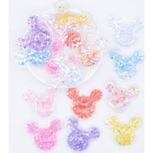 32Pcs 39*33mm Glitter Mouse Head Transparent PVC Filling Sequin Appliques for DIY Hat Patches Headwear Hair Clips Bow Decor L04