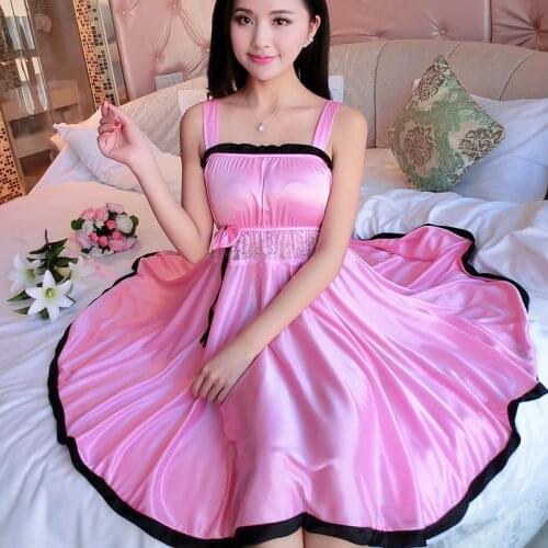 XL Satin Silk Lace Embroidery Lingerie Sexy Loose Nightgown Women Oversized Nightgown Shirt Dress Sleep Ropa Dress