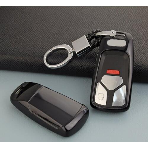 Smart Car Key Fob Cover Case Holder Chain Ring For New Audi A4 B9 A5 Q5 Q7 TT Accessories Black