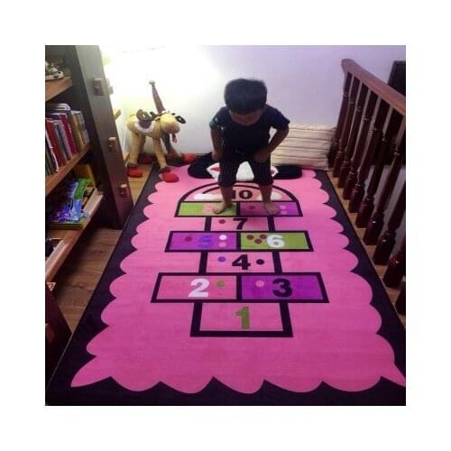 Childrens Hopscotch Boy and Girl Cartoon Game Carpet Floor Mat Kindergarten Early Education Baby Crawling Mat Washed Floor Mat