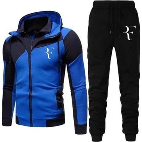 For Roger Federer Men Running Sportswear Suits Sweatshirt Sweatpants Gyms Training Hoodies and Pants 2pcs Sets Tracksuit Coats K
