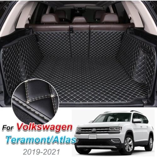 The Trunk Floor Leather Liner Car Trunk Mat Cargo Compartment Floor Carpet For Volkswagen Teramont Atlas 2017-2020
