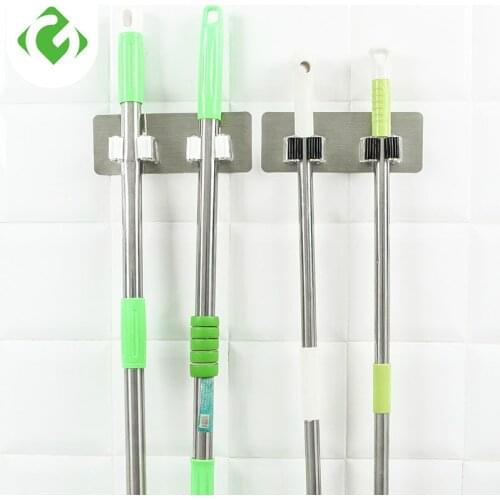 Bathroom Hooks Wall Mounted Waterproof mop hanger Multi-function hook Broom holder Umbrella storage rack Kitchen double wall