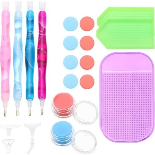 14Pcs 5D Resin Diamond Painting Pen kits Point Drill Pen Clay Tray drill picker Anti-Slip Mat DIY Craft Cross Stitch Embroidery