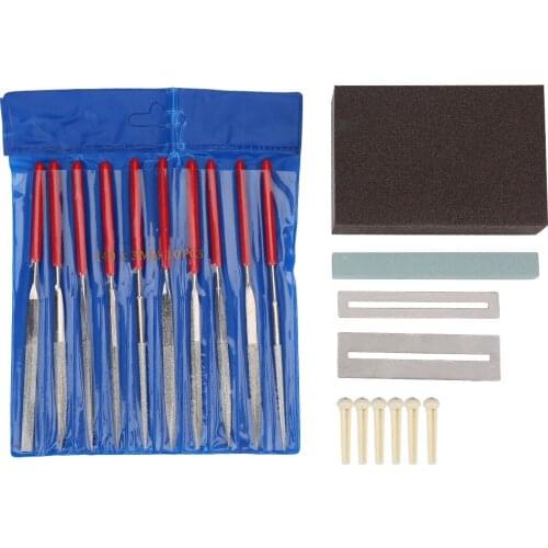 Guitar Bridge Saddle Nut Files Set with Grinding Stone Screw Nuts Tool Care Kit Accessory