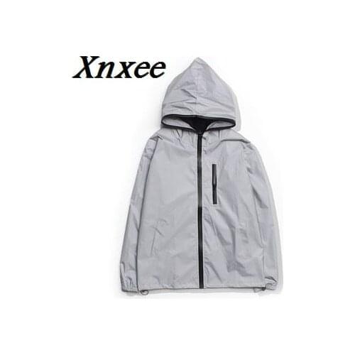 2018 Windbreaker Men Jacket Spring Autumn Reflective 3M Jackets Movement Hip Hop Waterproof Windbreakers Men Coat Fluorescence