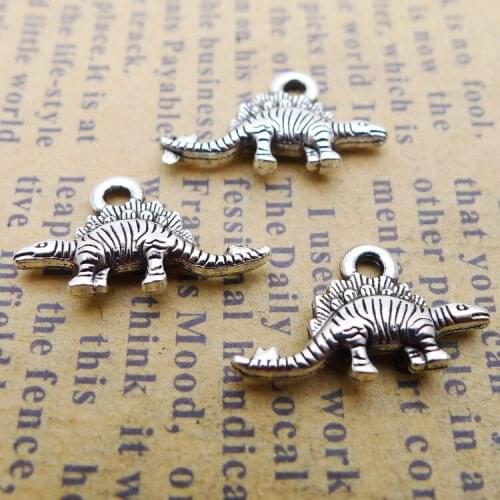 30 PCS/Lot 9mm*16mm Antique Silver Color Small Dinosaur Charm For Jewelry Making DIY Handmade Craft