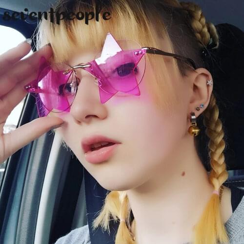 Fashion Rimless Sunglasses Women Star Shaped Sun Glasses For Female 2021 Luxury Brand Trendy Frameless Eyewear Unisex UV400