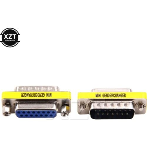 AT 5PCS/LOT 15 Pin HD DB15 VGA / SVGA Gender Changer Adaptor Mini VGA female head converted into male NEW Male to Famale high